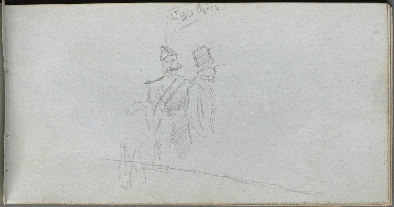 Skizzenbuch, Seite 38: Studie eines Soldaten und einer Figur mit Zylinder von Jean Louis Ernest Meissonier