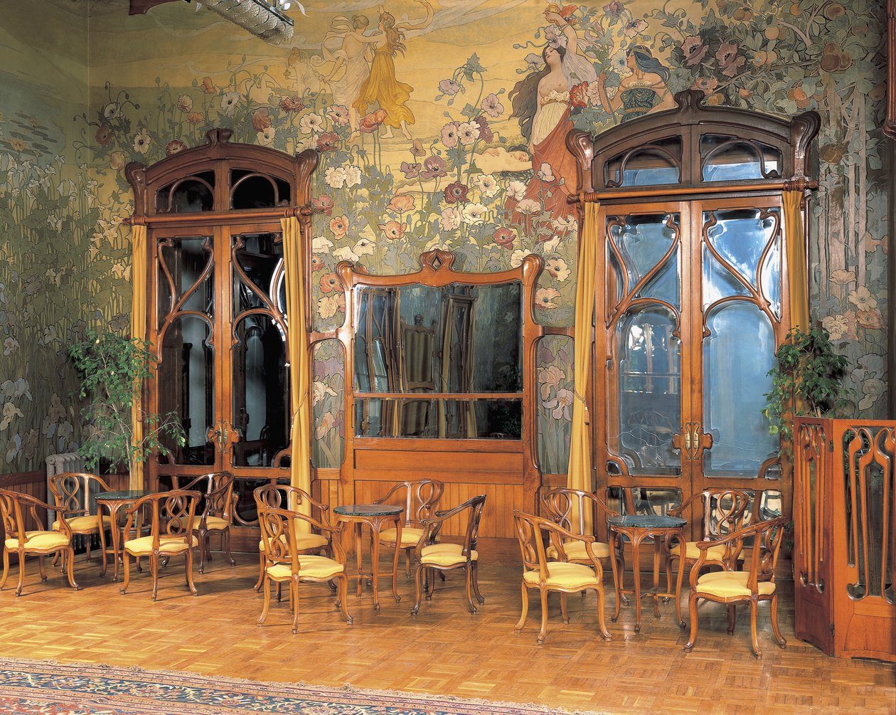 Innenräume der Halle eines Grand Hotels, Villa Igea, Palermo, Sizilien, Italien von Ernesto Basile