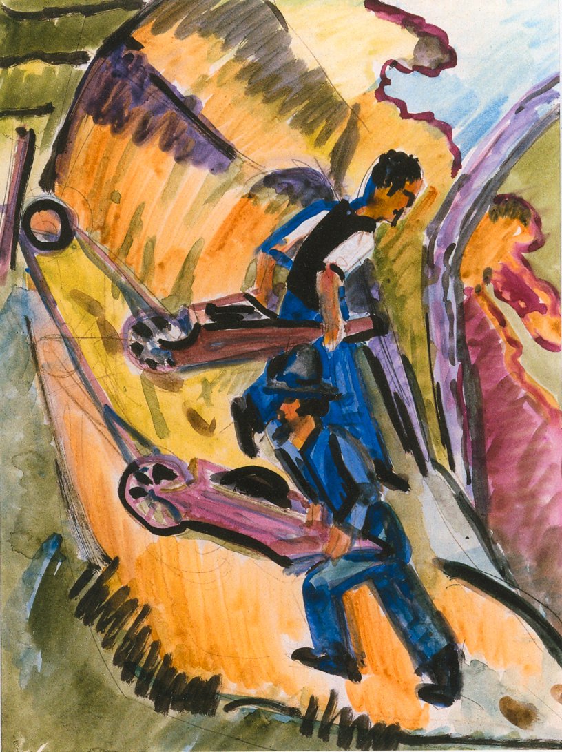 Männer mit Schubkarren von Ernst Ludwig Kirchner