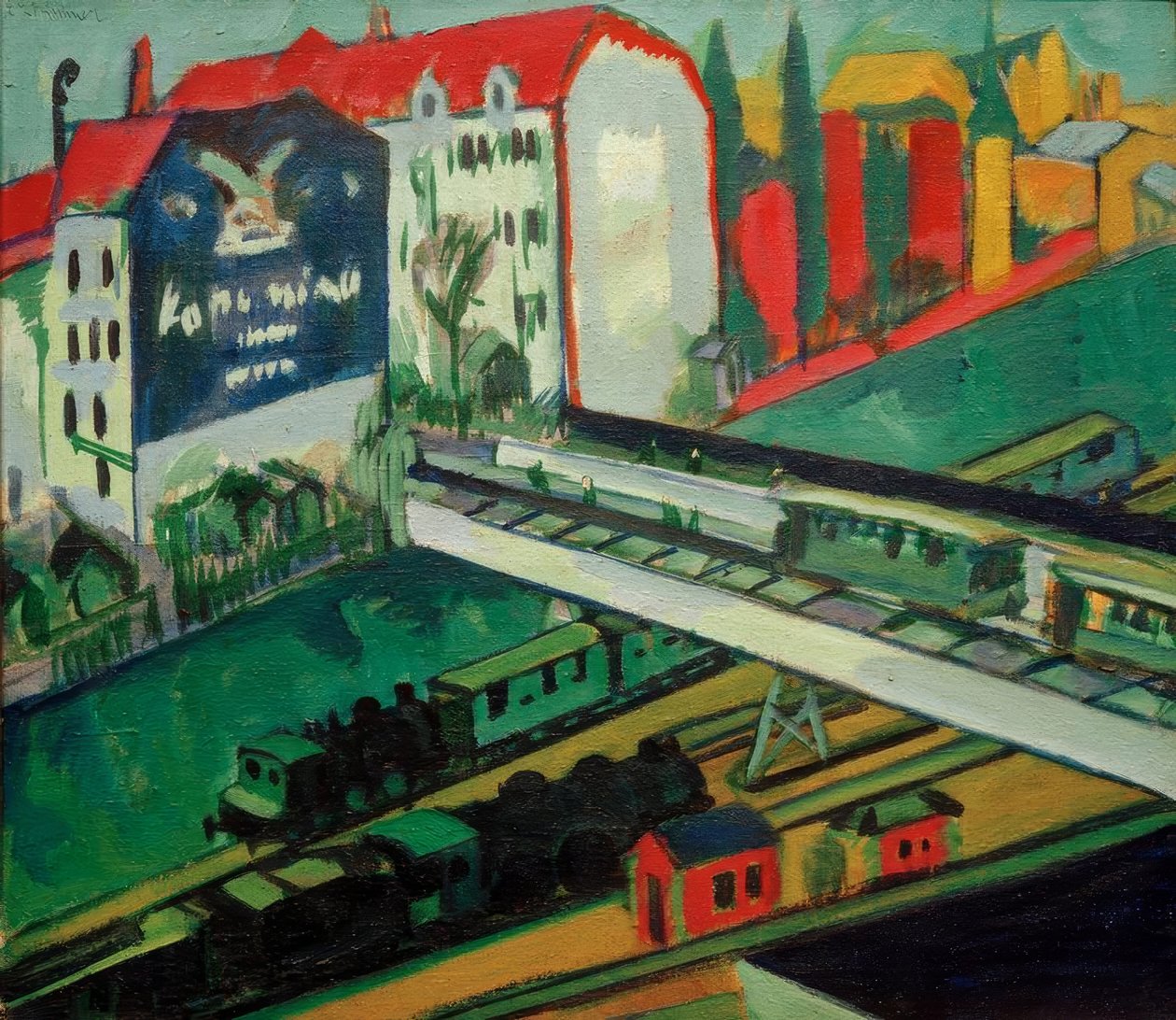 Straßenbahn und Eisenbahn; Blick aus dem Atelierfenster von Ernst Ludwig Kirchner
