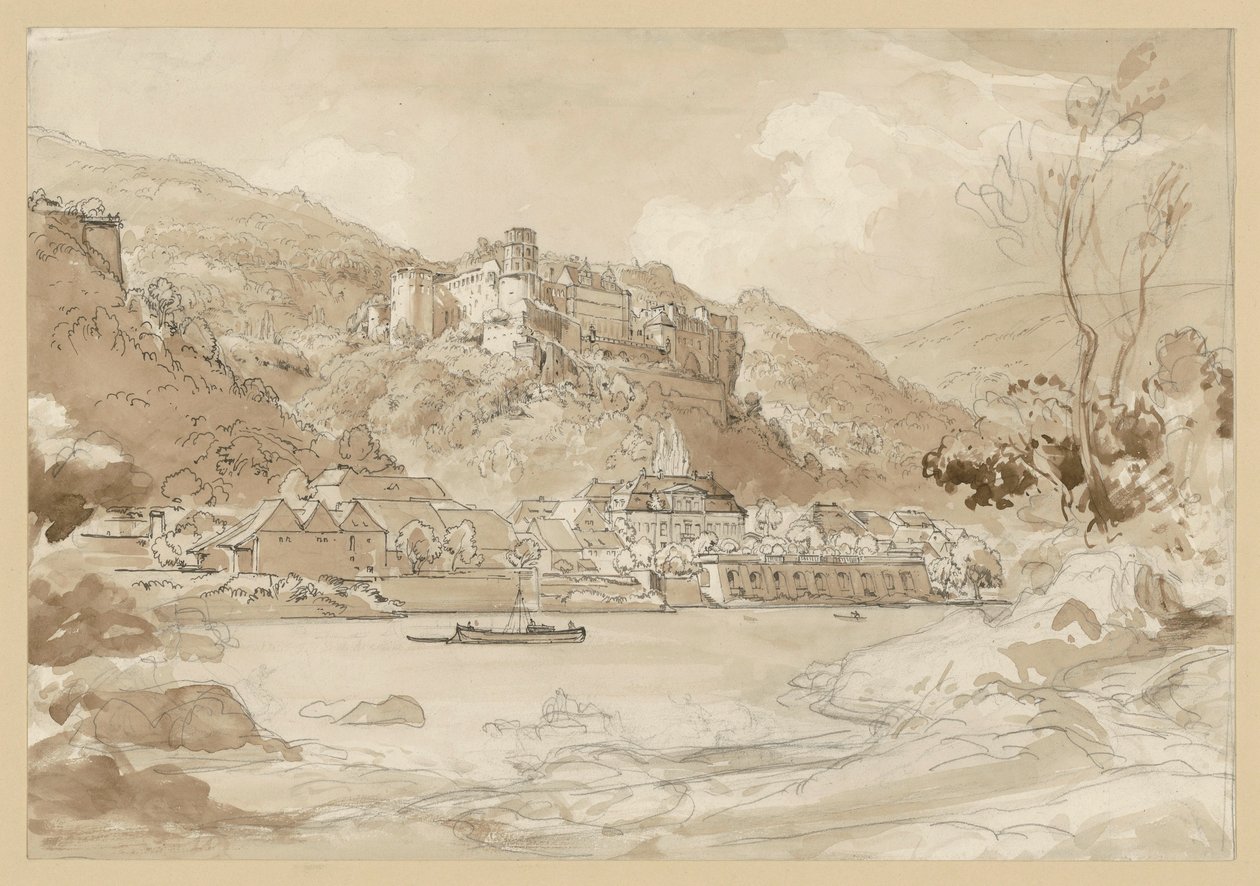 Ansicht des Schlosses und des unteren Stadtteils von Heidelberg von Ernst Fries