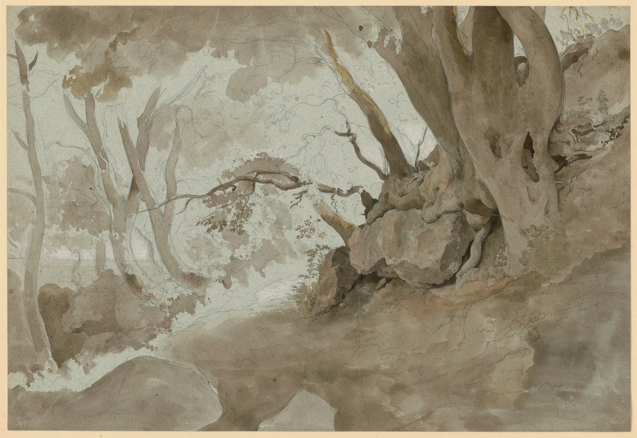 Baum- und Felsenstudie von Ernst Fries