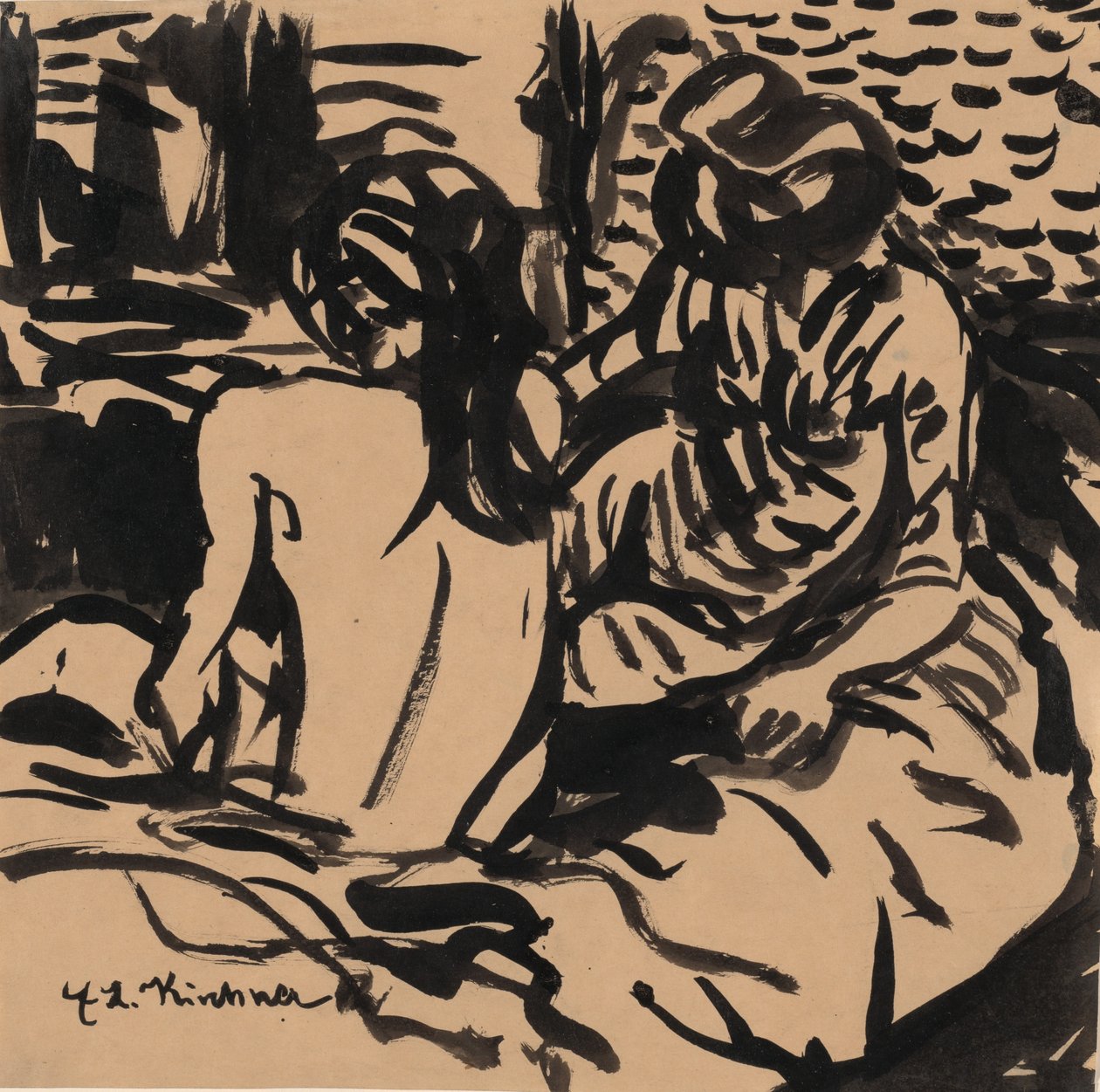Zwei Nackte auf einem Bett Isabella und ein jüngeres Mädchen von Ernst Ludwig Kirchner