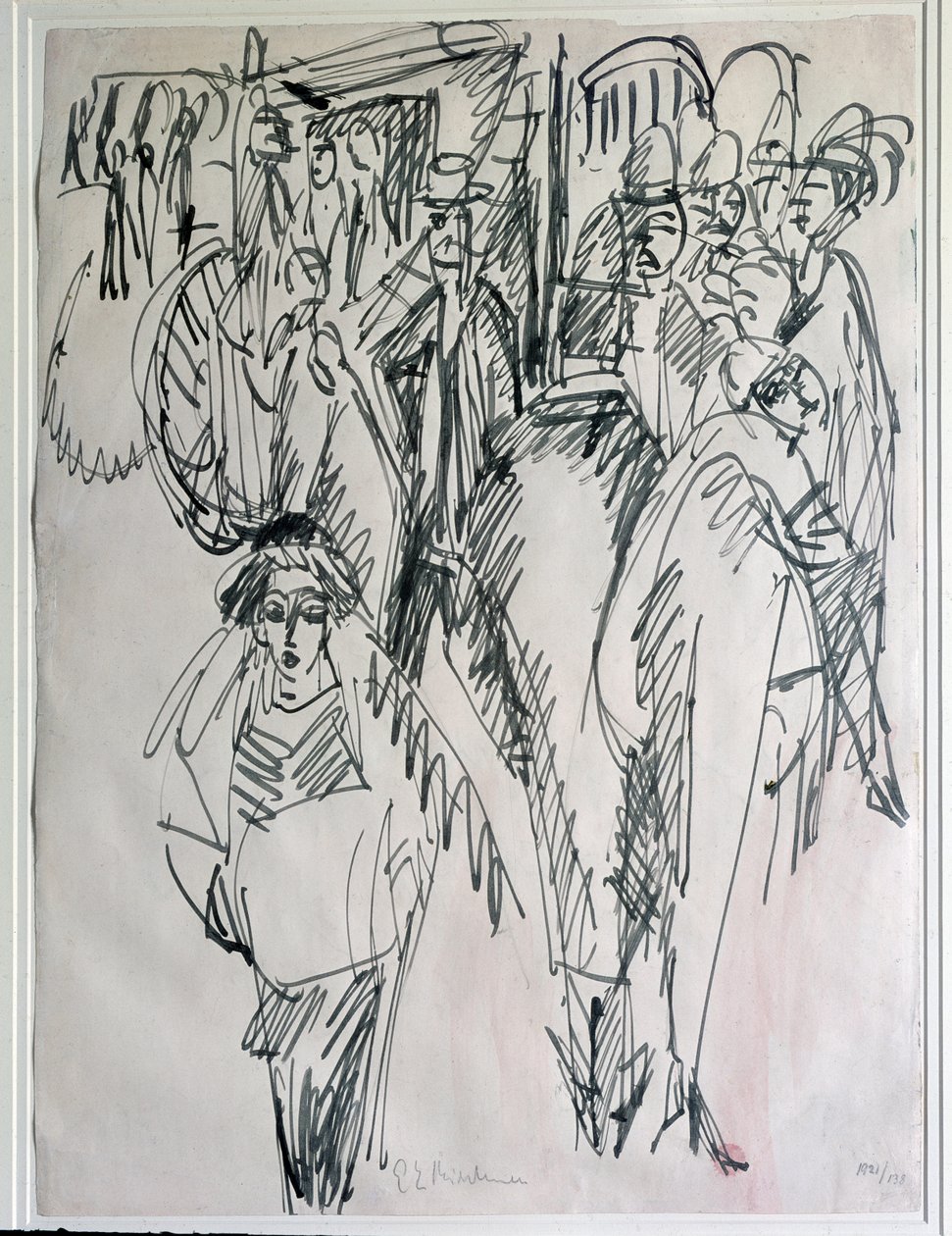 Eine Straße in Berlin, Deutschland (Zeichnung) von Ernst Ludwig Kirchner