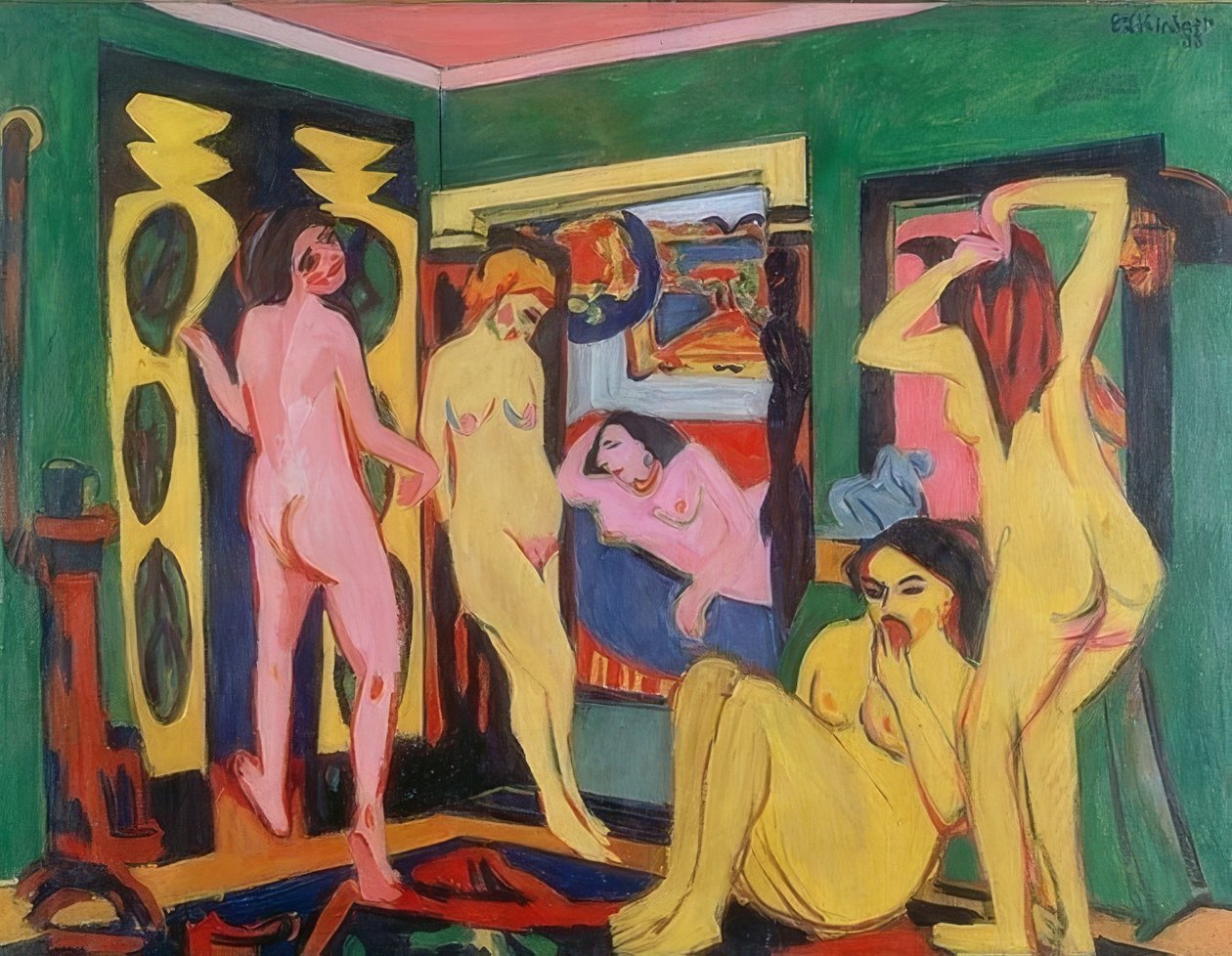 Badende im Raum (Überarbeitung nach 1925) von Ernst Ludwig Kirchner