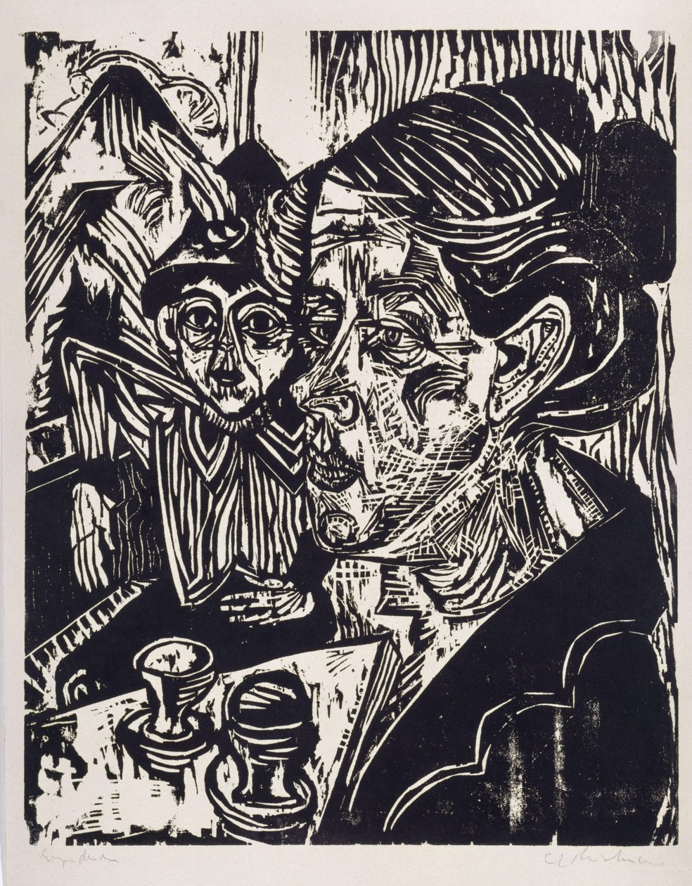 Bäuerin mit Knaben am Tisch (Frau Schmidt mit Sohn Martin) von Ernst Ludwig Kirchner