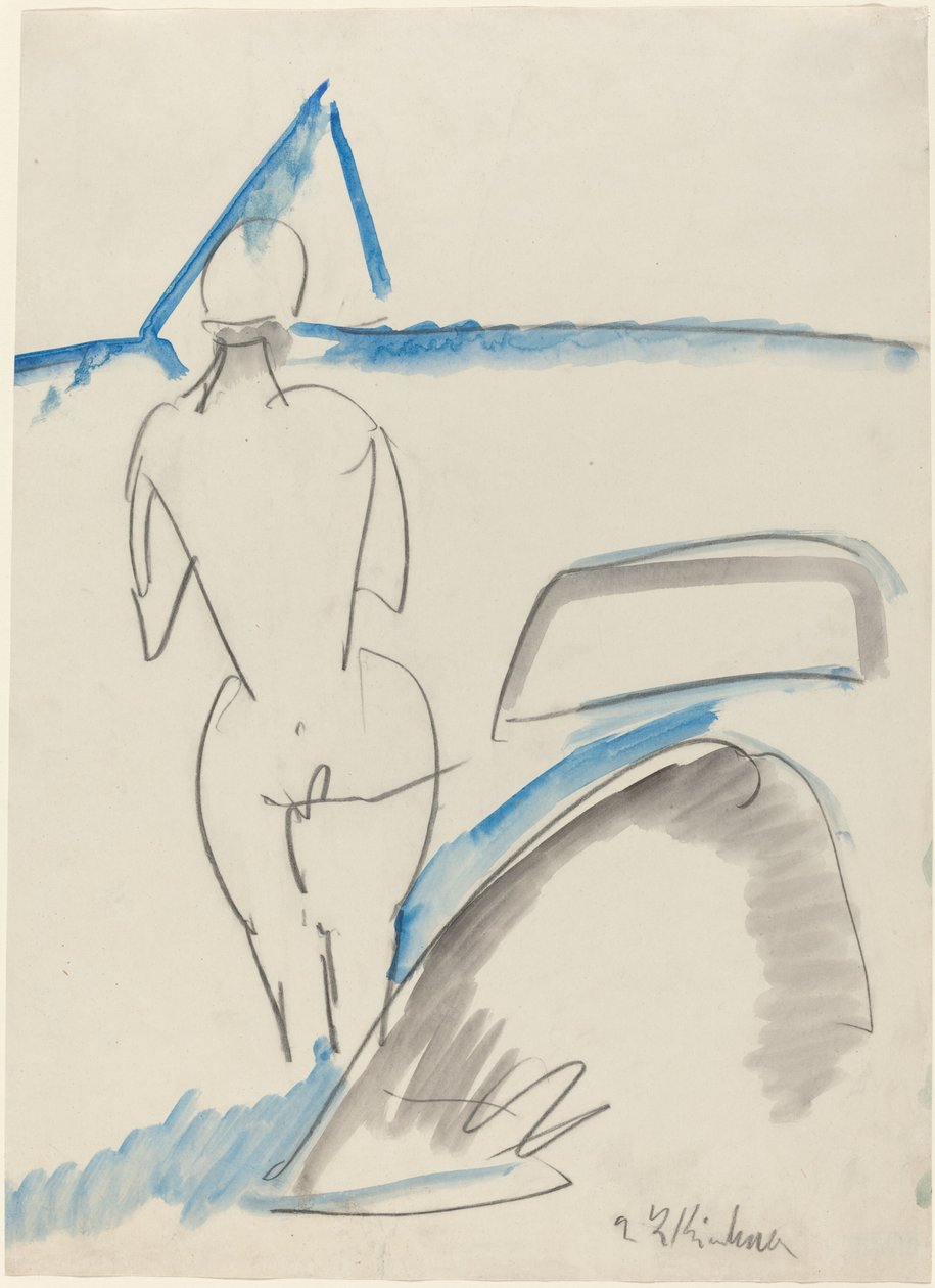 Badender am Strand von Ernst Ludwig Kirchner: Kunstdruck