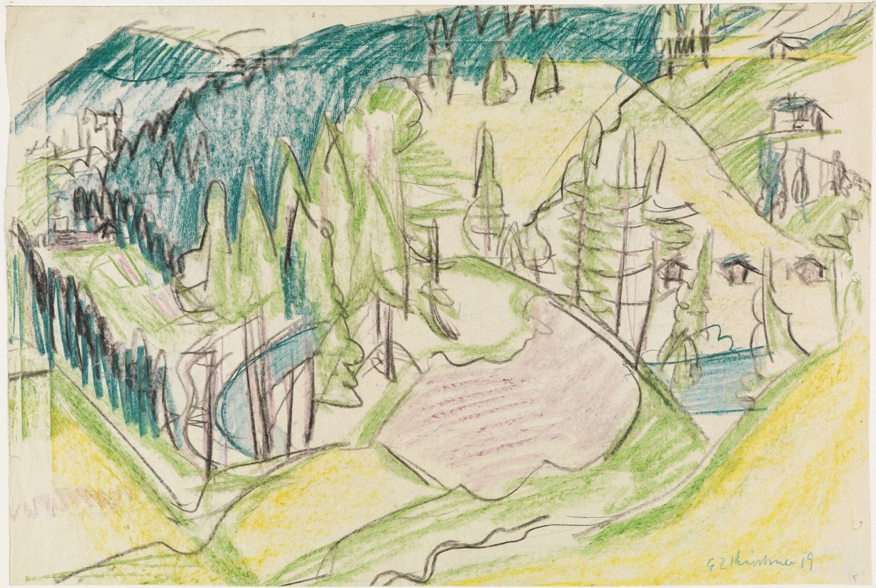 Berglandschaft mit Tannen von Ernst Ludwig Kirchner