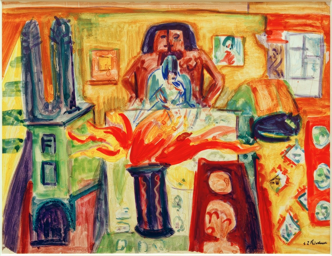 Interieur mit Tulpen von Ernst Ludwig Kirchner