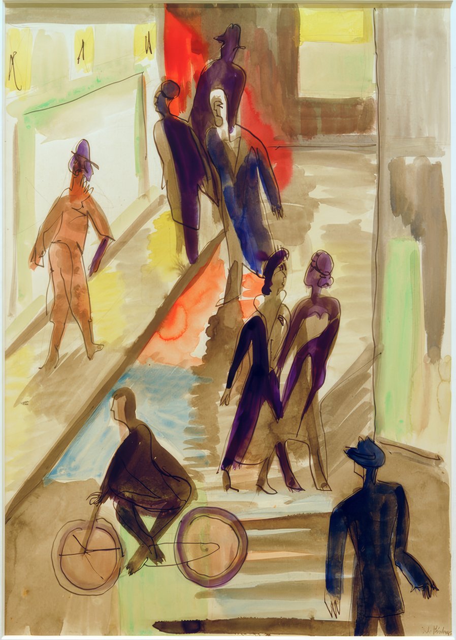 Straßenszene mit Fahrrad von Ernst Ludwig Kirchner