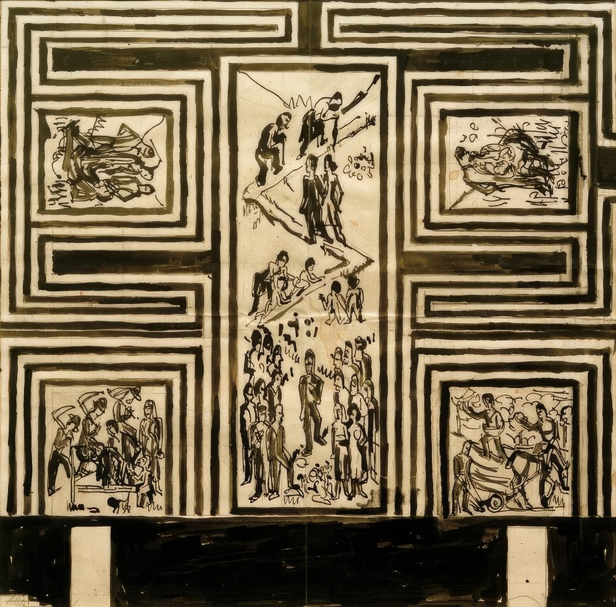 Entwurf zur Ausmalung der Längswand des Festsaals von Ernst Ludwig Kirchner