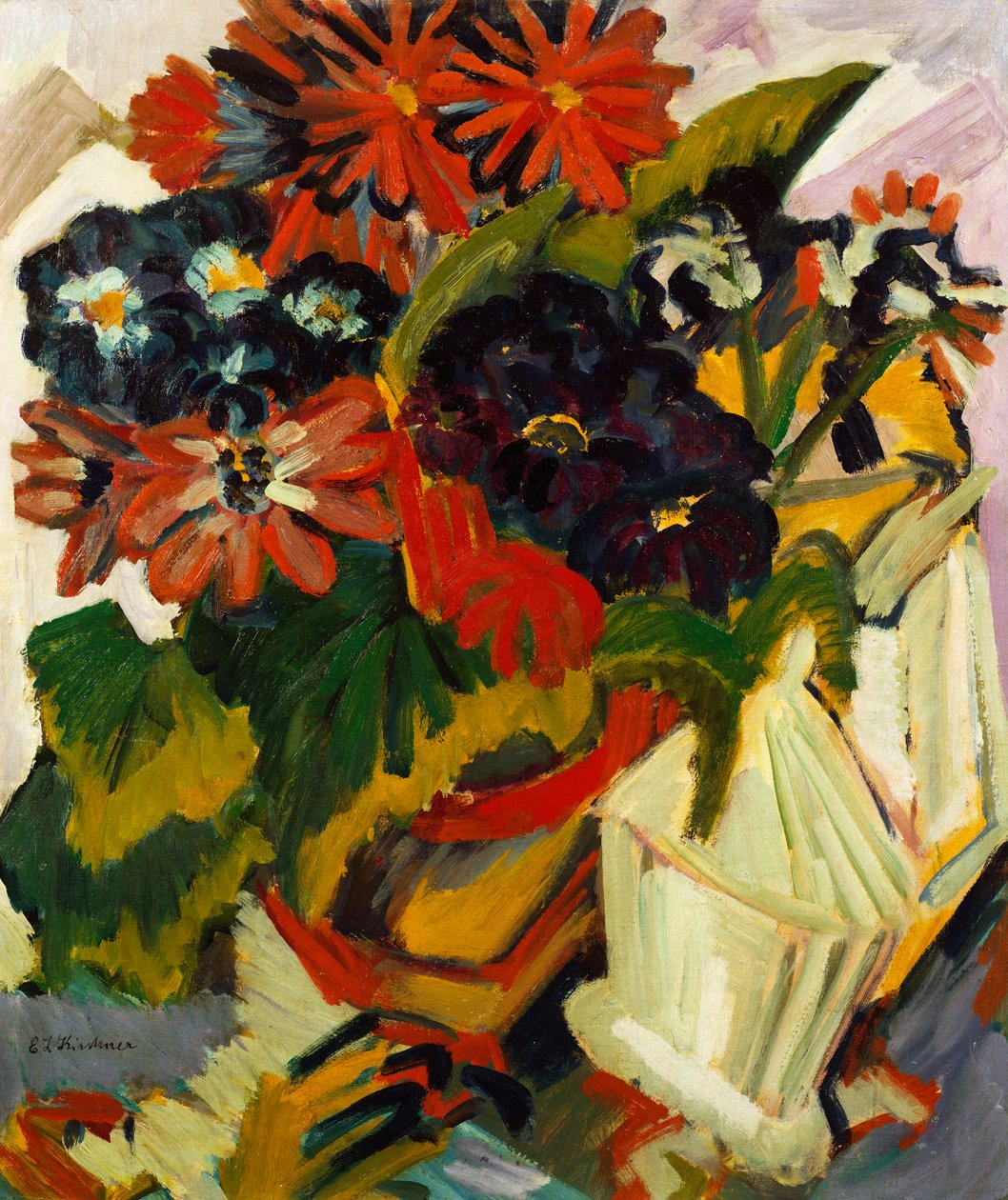 Blumentopf und Zuckerdose, 1918-19 von Ernst Ludwig Kirchner