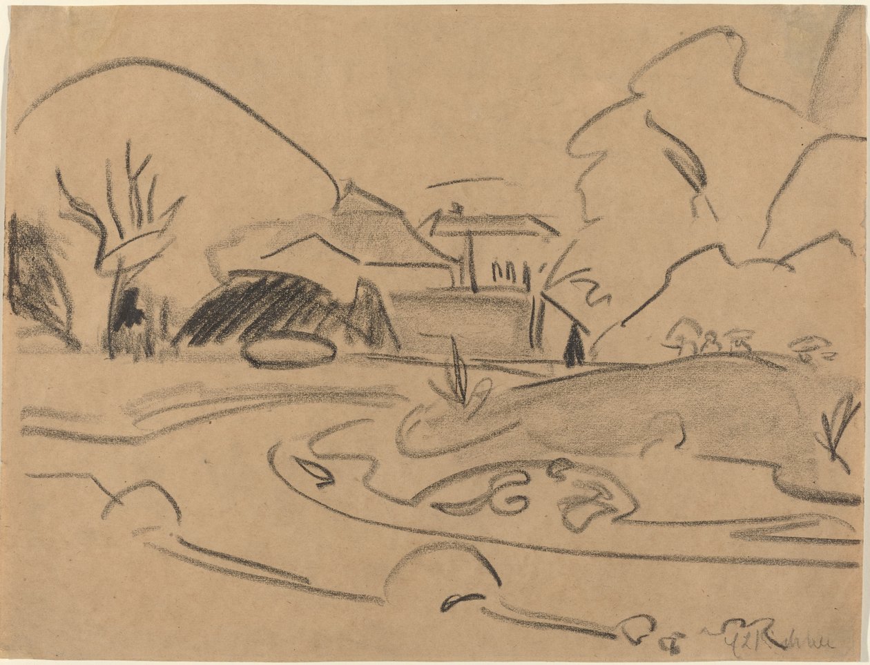 Fußwege und Pavillon im Großen Garten von Dresden von Ernst Ludwig Kirchner