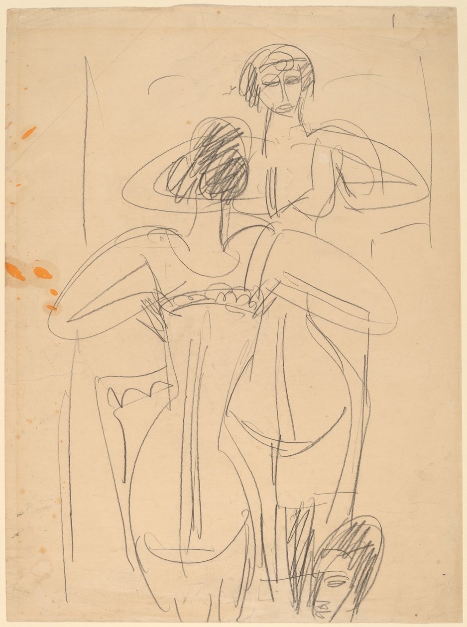 Mädchen vor einem Spiegel von Ernst Ludwig Kirchner