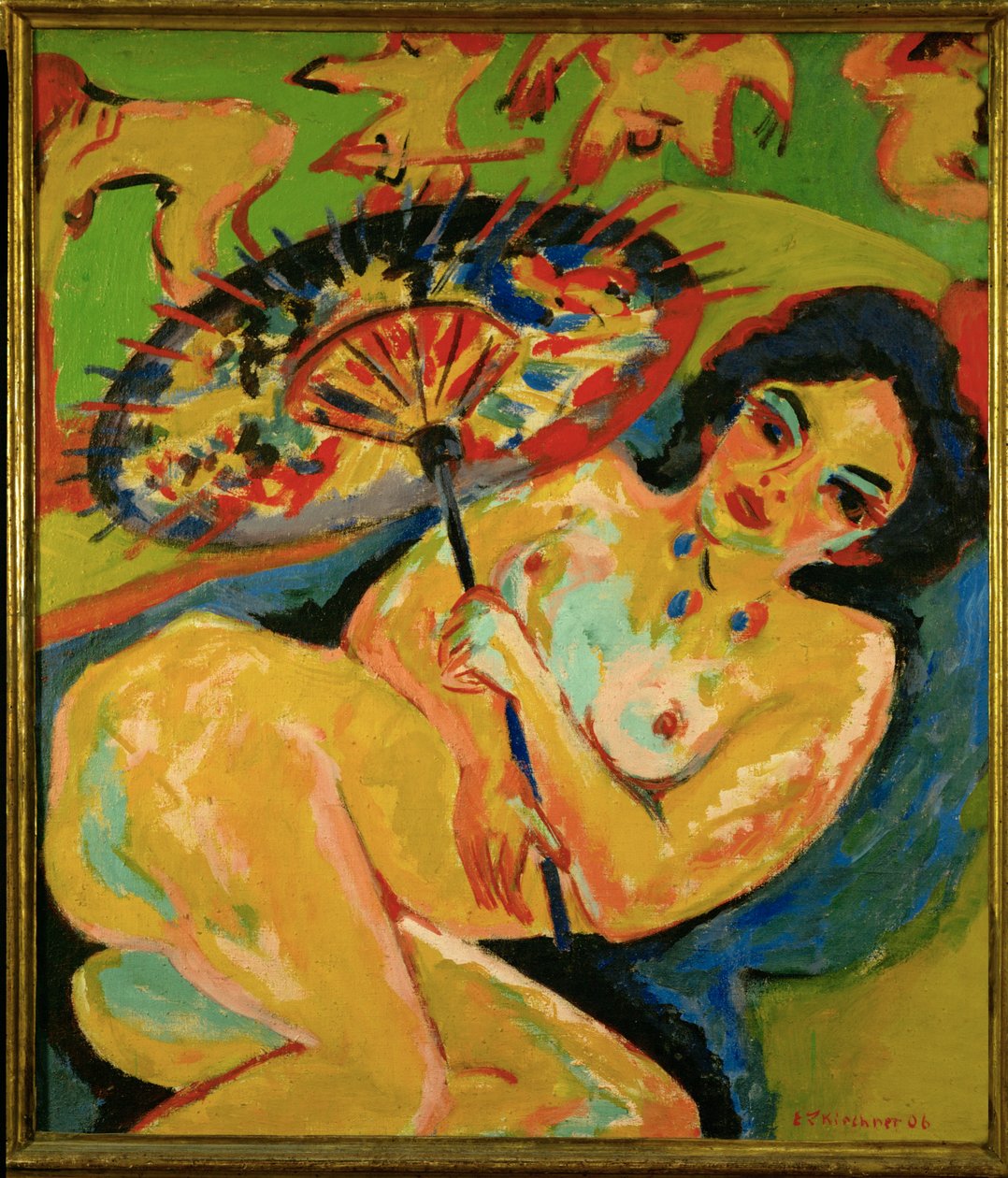 Mädchen unter einem japanischen Regenschirm von Ernst Ludwig Kirchner