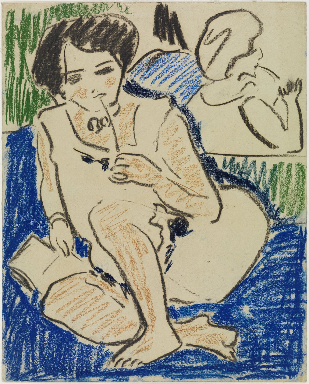 Hockende mit Buch von Ernst Ludwig Kirchner