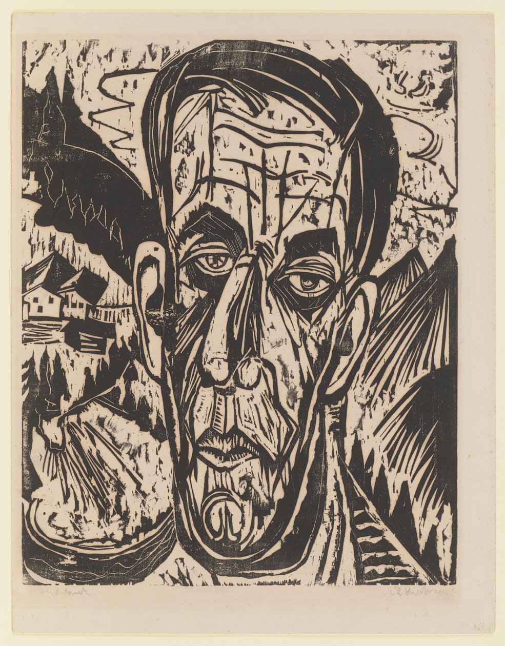 Kopf van de Velde, hell. – Van de Velde zwischen Bergen von Ernst Ludwig Kirchner