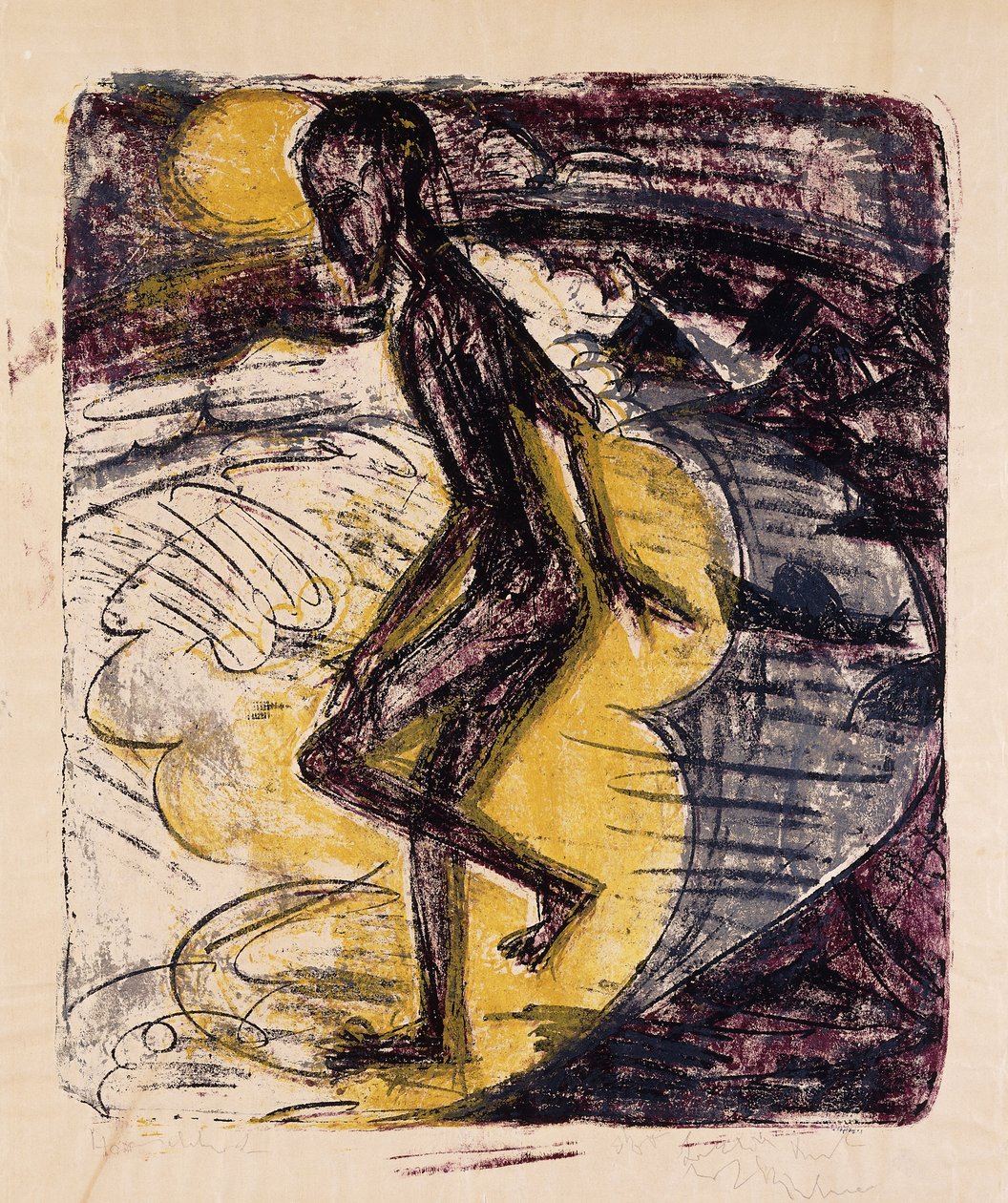 Ins Meer Steigender Mann, 1913 von Ernst Ludwig Kirchner