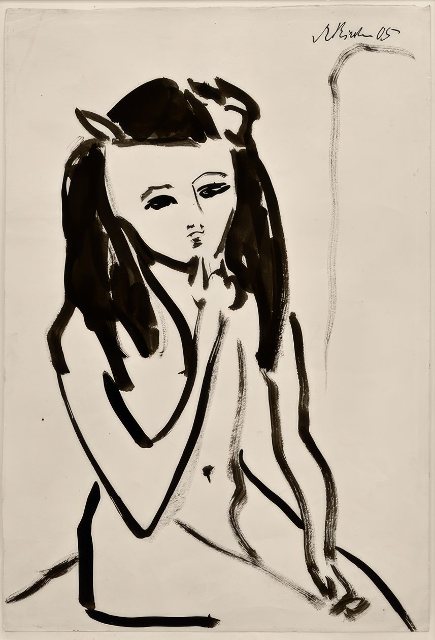 Ohne Titel (Fränzi als Akt, die Hand am Kinn) von Ernst Ludwig Kirchner