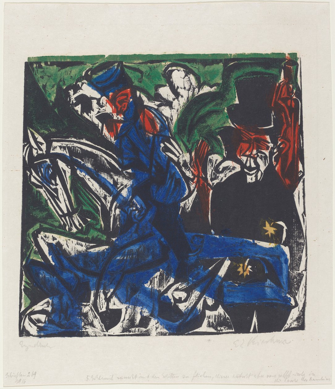 Peter Schlemihls wundersame Geschichte: Begegnung Schlemihls mit dem grauen Männlein auf der Landstraße von Ernst Ludwig Kirchner