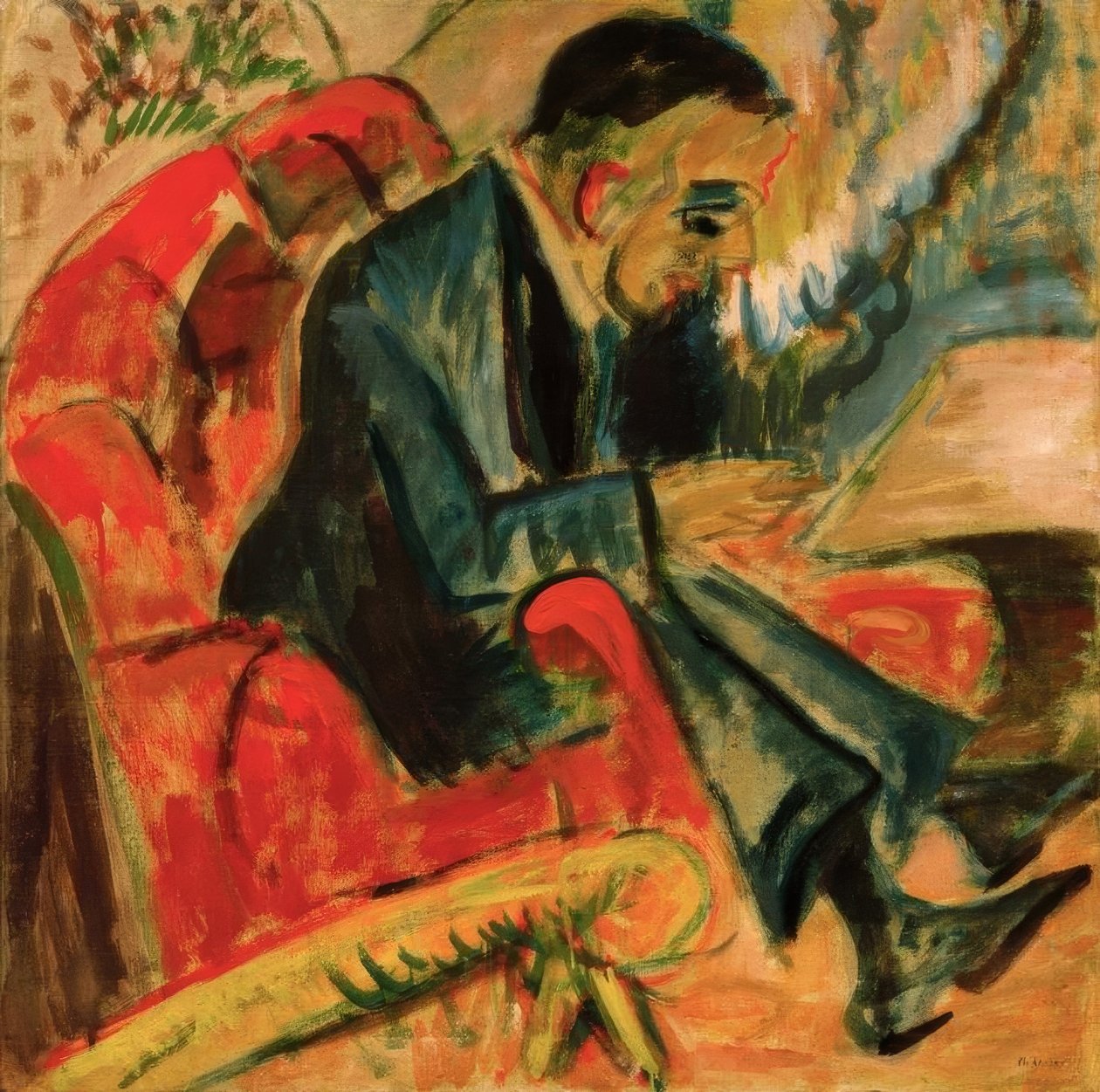 Sitzender Mann auf Parkbank von Ernst Ludwig Kirchner