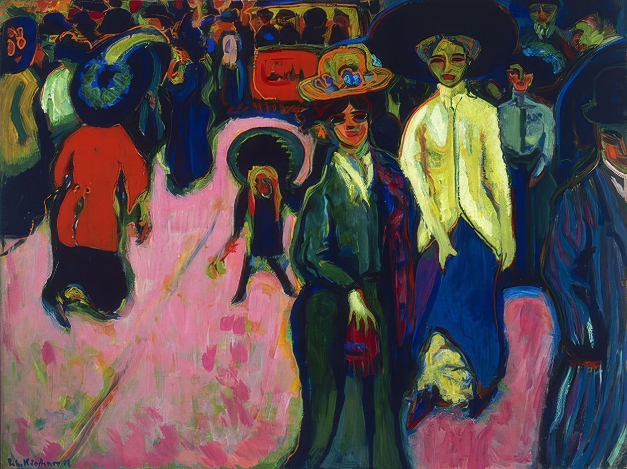 Straße in Dresden. 1908 (1919 überarbeitet, Datierung auf dem Gemälde 1907) von Ernst Ludwig Kirchner