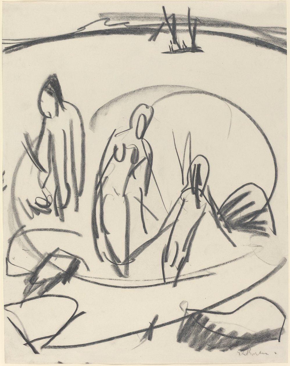 Drei Badende im Meer von Ernst Ludwig Kirchner