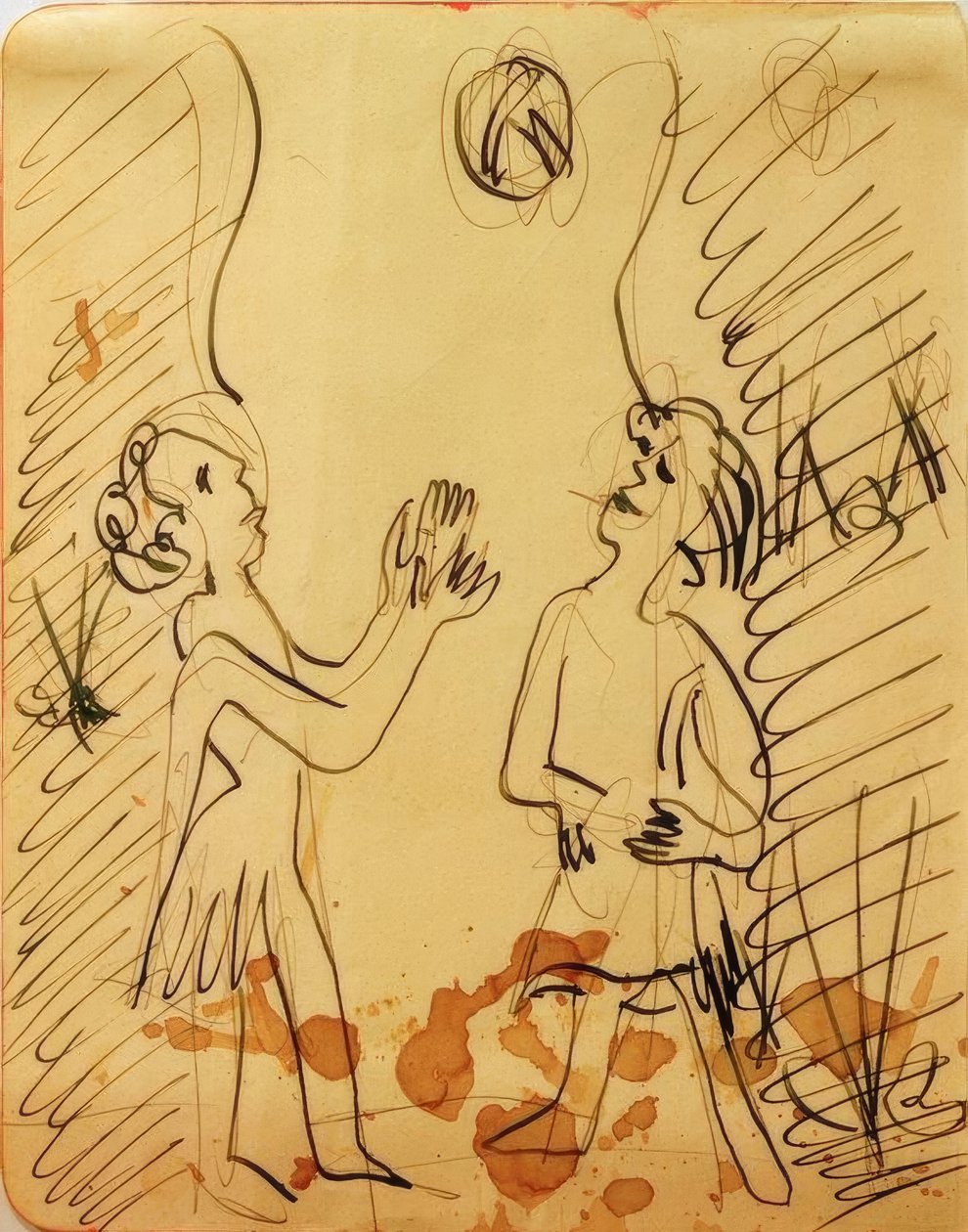 Zwei ballspielende Mädchen von Ernst Ludwig Kirchner