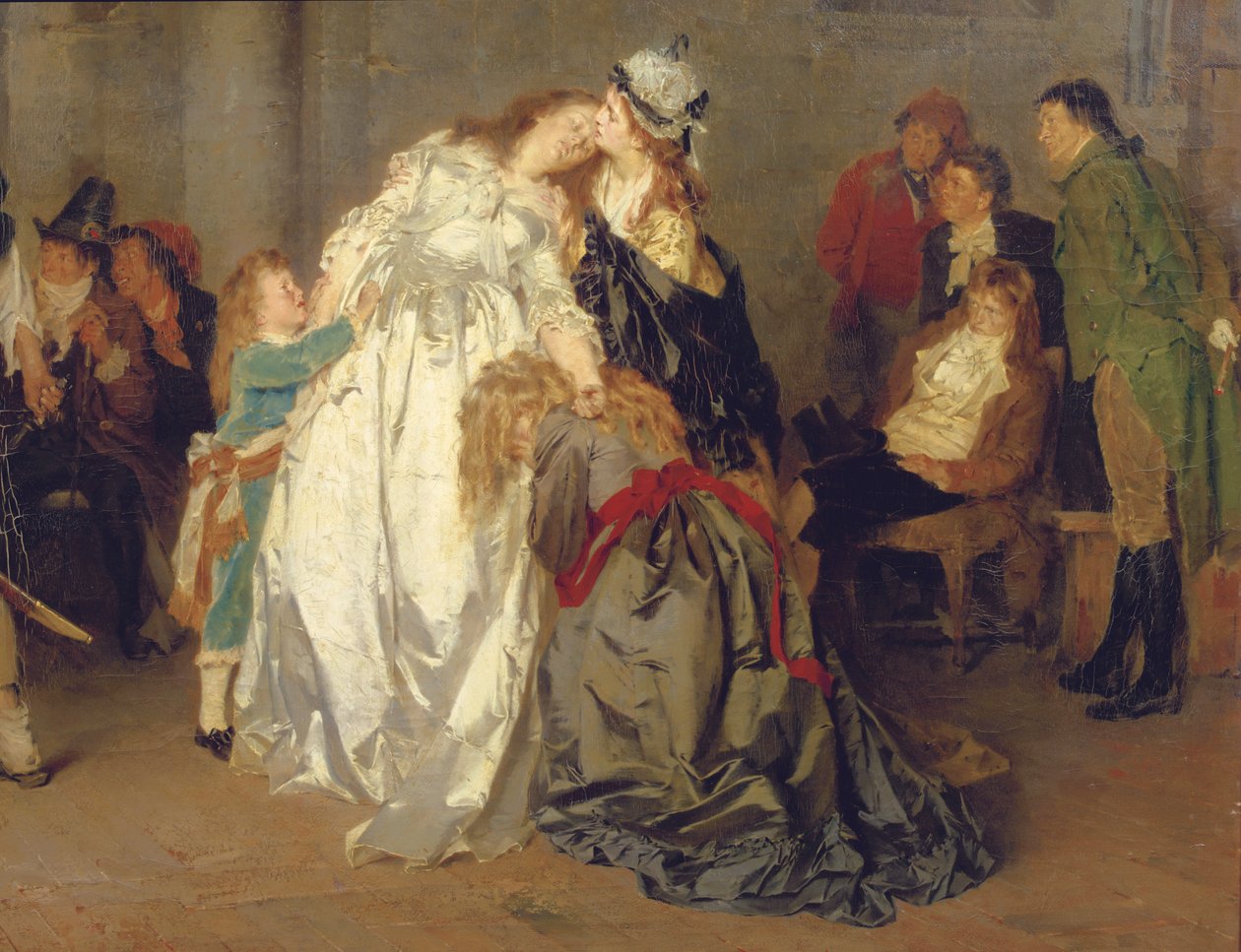 König Ludwig XVI. von Frankreich verabschiedet sich von seiner Familie im Tempelgefängnis (Detail), 1873 von Ernst Meisel