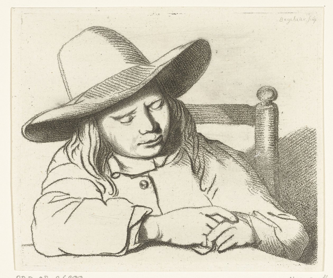 Schlafender Junge mit Hut von Ernst Willem Jan Bagelaar