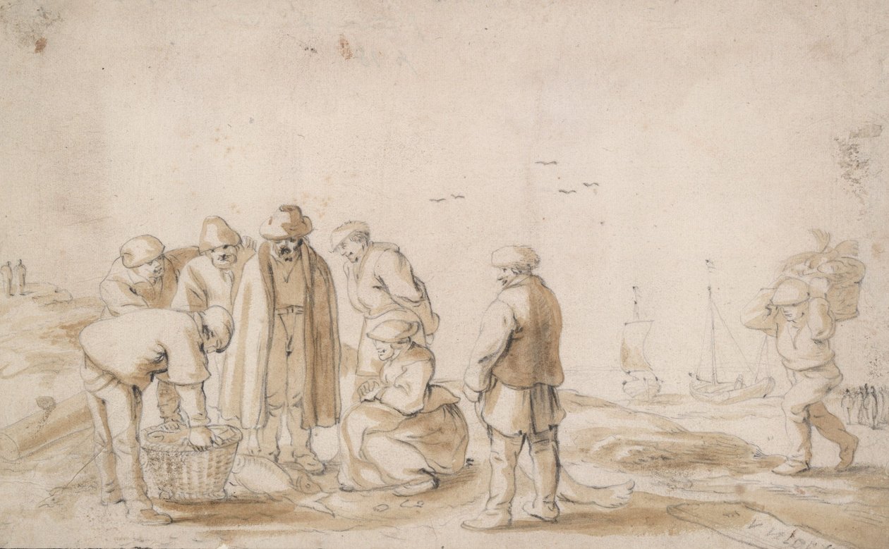 Fischhändler am Strand von Esaias van de Velde