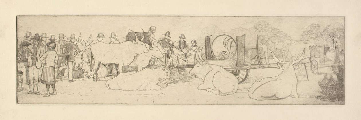 Bauernszene mit Stieren von Esther Blaikie MacKinnon