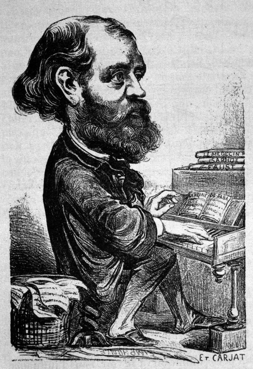 Charles Gounod, französischer Komponist, Karikatur von Etienne Carjat von Etienne Carjat