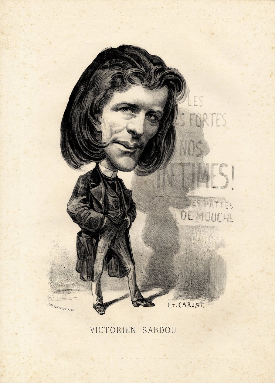 Flugblatt - Illustration von Etienne Carjat (1826-1906): Literatur - Victorien Sardou (1831-1908) von Etienne Carjat