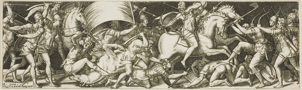 Schlacht von Kavalleristen und Infanteristen von Etienne Delaune