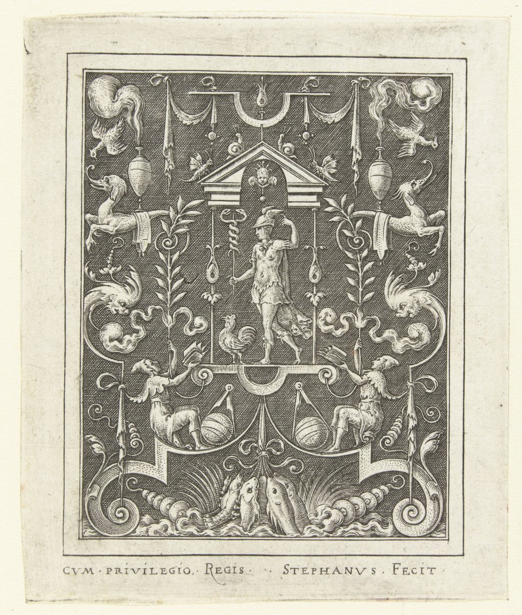 Merkur (Vlakdecoraties met godenfiguren in een omlijsting van grotesken) von Etienne Delaune