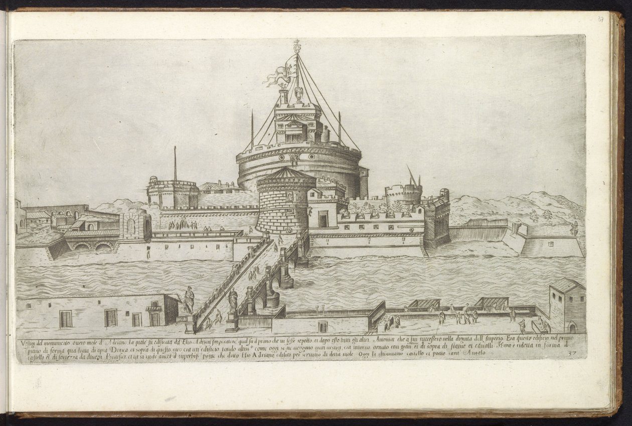 Engelsburg und die Engelsbrücke in Rom von Etienne Duperac