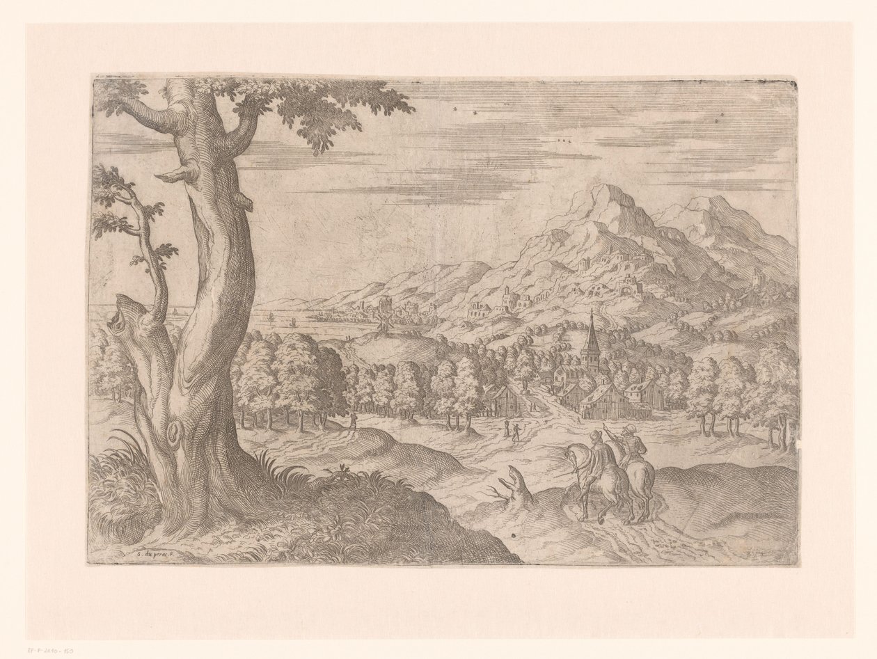 Landschaft mit zwei Reitern von Etienne Duperac