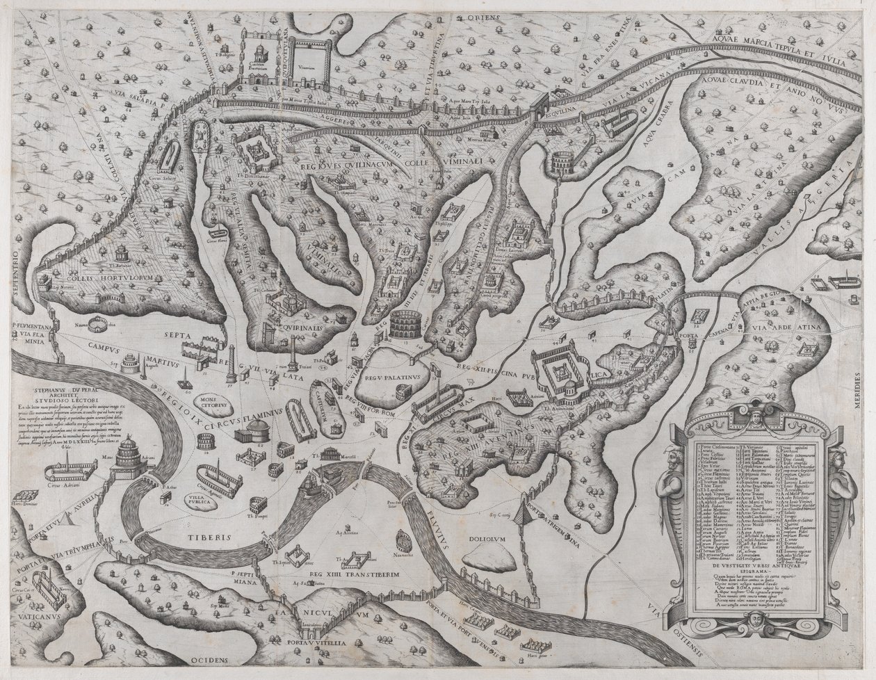 Speculum Romanae Magnificentiae: Antikes Rom und seine Hügel, vom Westen, 1573 von Etienne Duperac