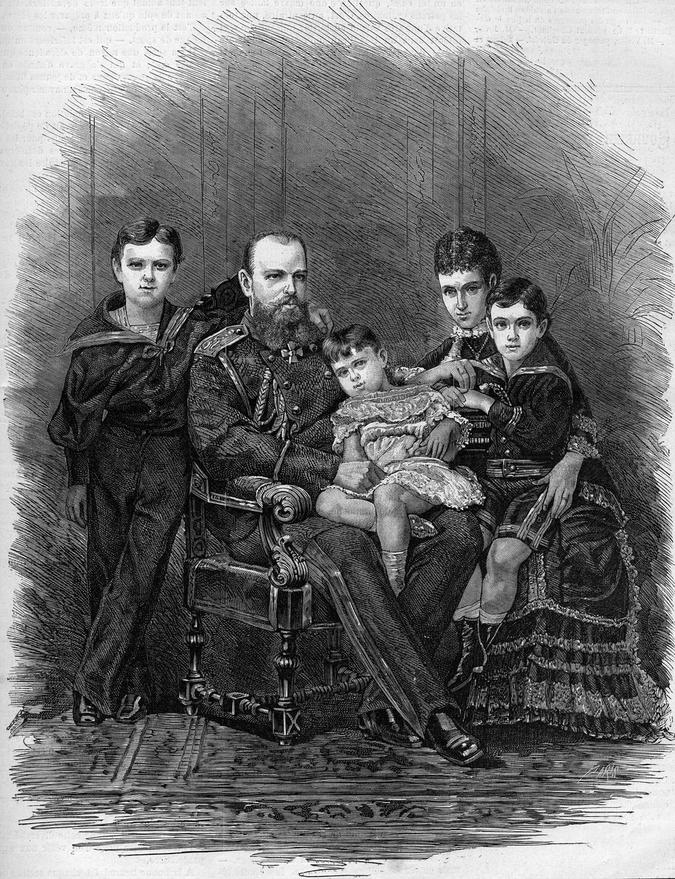 Porträt der russischen Zarenfamilie im Jahr 1881: Zar Alexander III. (1845-1894) und Maria Fjodorowna von Etienne Gabriel Bocourt