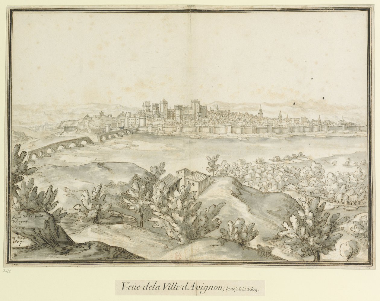 Von der Stadt Avignon und darüber hinaus: Blick auf die Stadt Avignon und die Umgebung von Etienne Martellange