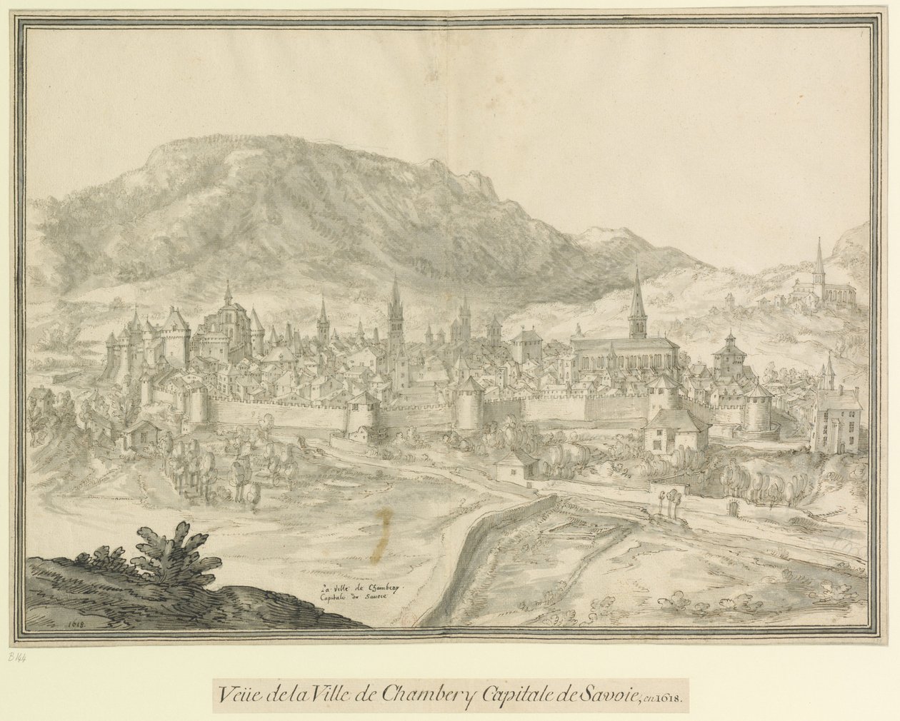 Die Stadt Chambéry, Hauptstadt von Savoyen: Blick auf die Stadt Chambéry, Hauptstadt von Savoyen, 1618 von Etienne Martellange