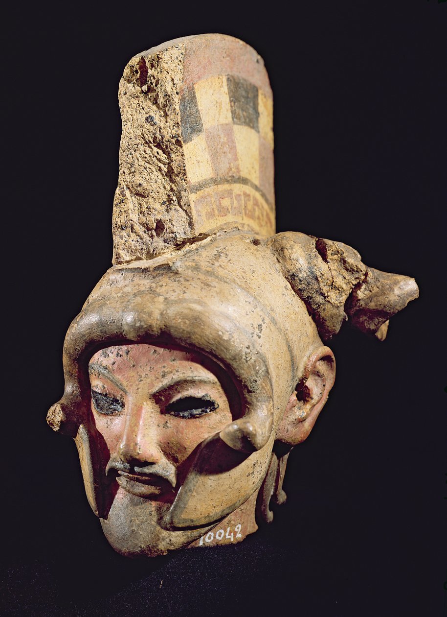 Kopf eines Kriegers mit Helm, aus Satricum von Etruscan