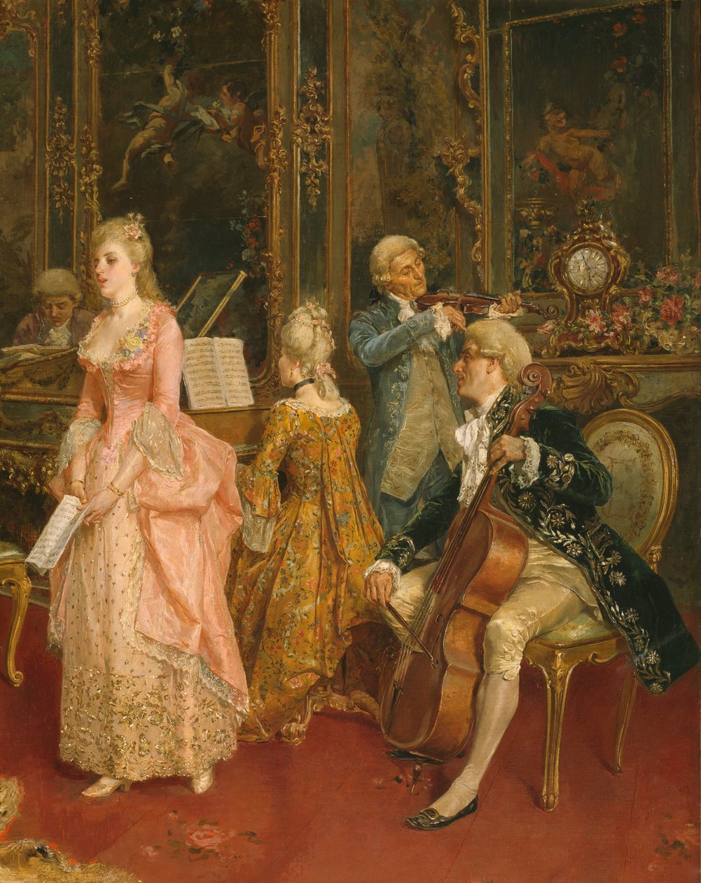 Konzert zur Zeit von Mozart, 1853 (Detail) von Ettore Simonetti