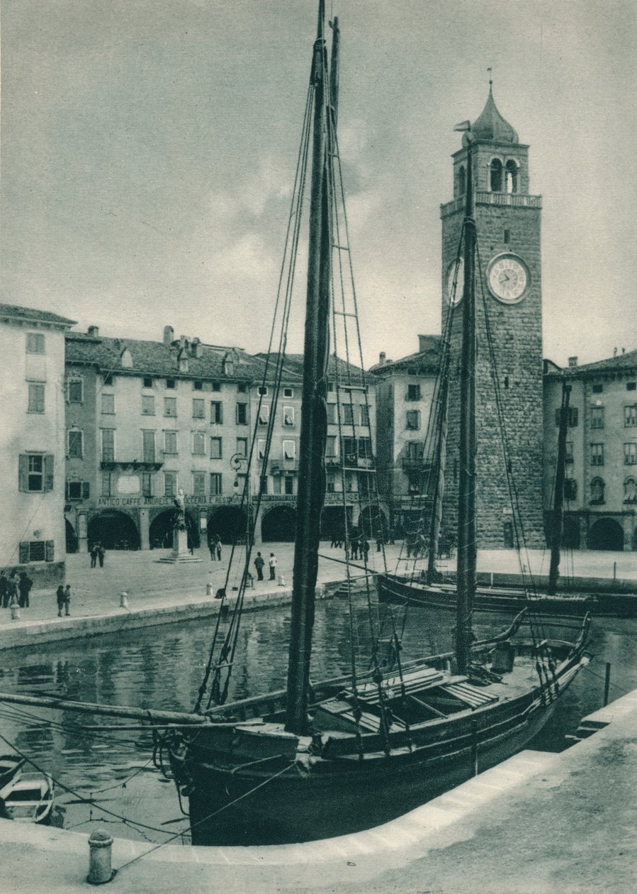 Hafen und Torre Apponale, Riva del Garda, Italien, 1927 von Eugen Poppel