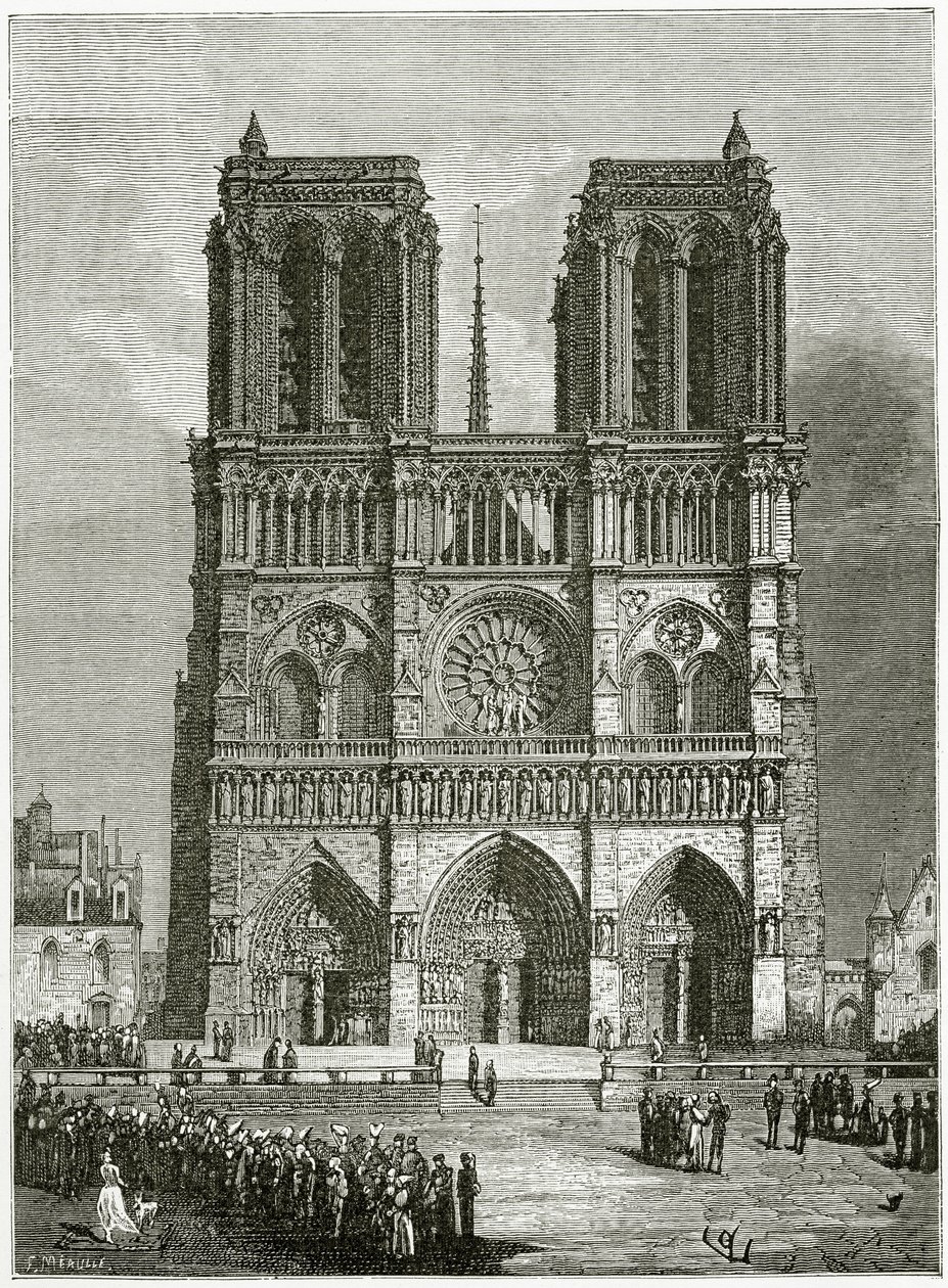 Notre Dame de Paris im Jahr 1642 - Illustration aus Notre Dame de Paris, 19. Jahrhundert von Eugene Emmanuel Viollet le Duc