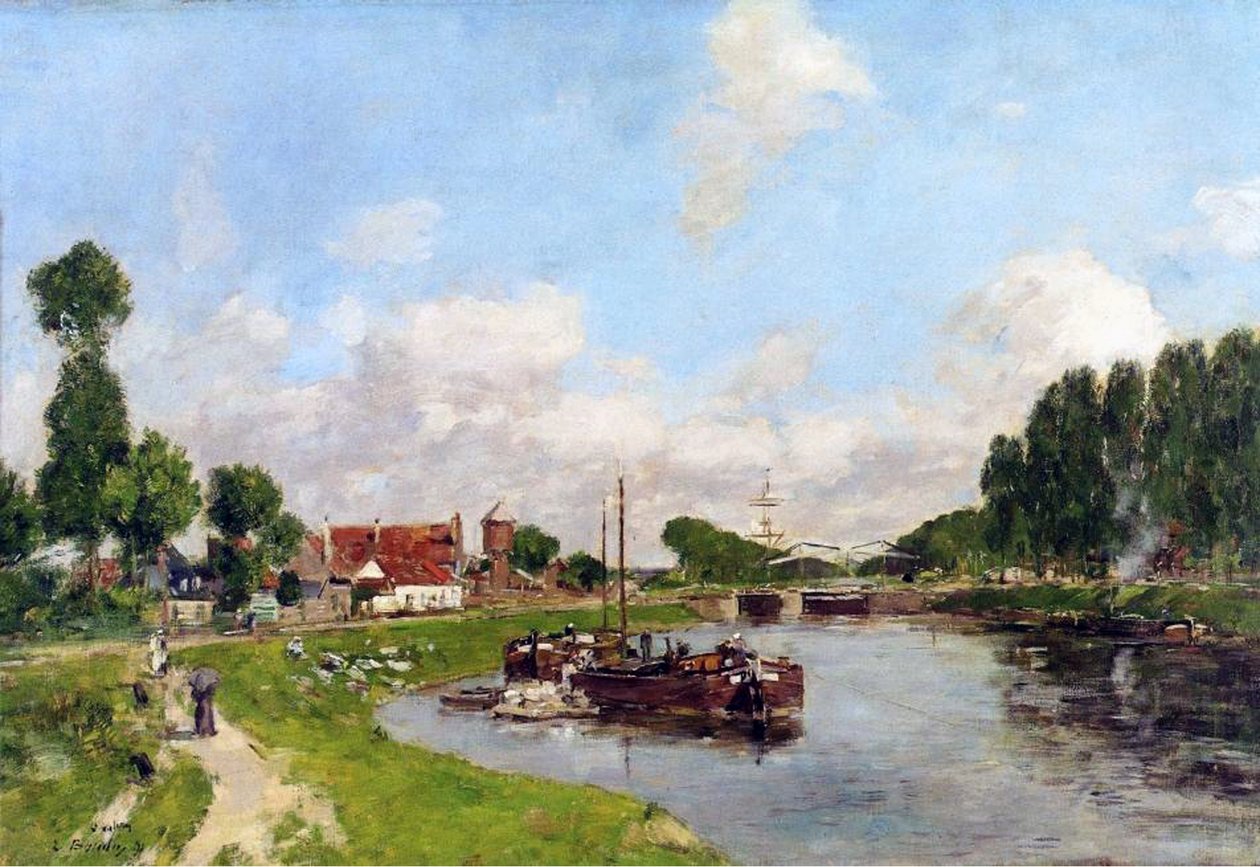 Lastkähne auf dem Kanal bei Saint-Valery-sur-Somme, 1891 von Eugene Louis Boudin