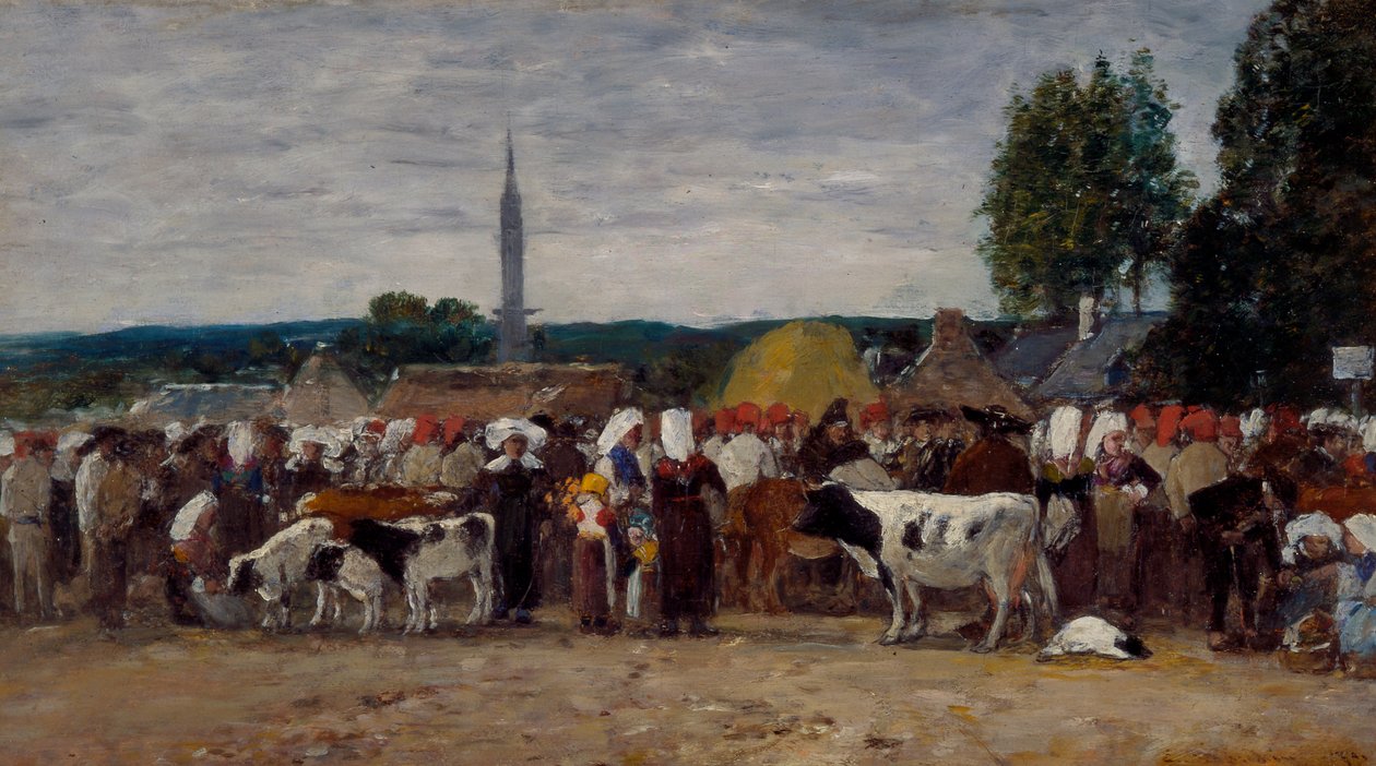 Jahrmarkt in der Bretagne, 1874 von Eugene Louis Boudin