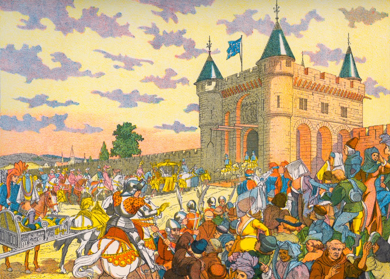 Isabeau von Bayern betritt Paris auf einer Sänfte von Eugene (after) Courboin