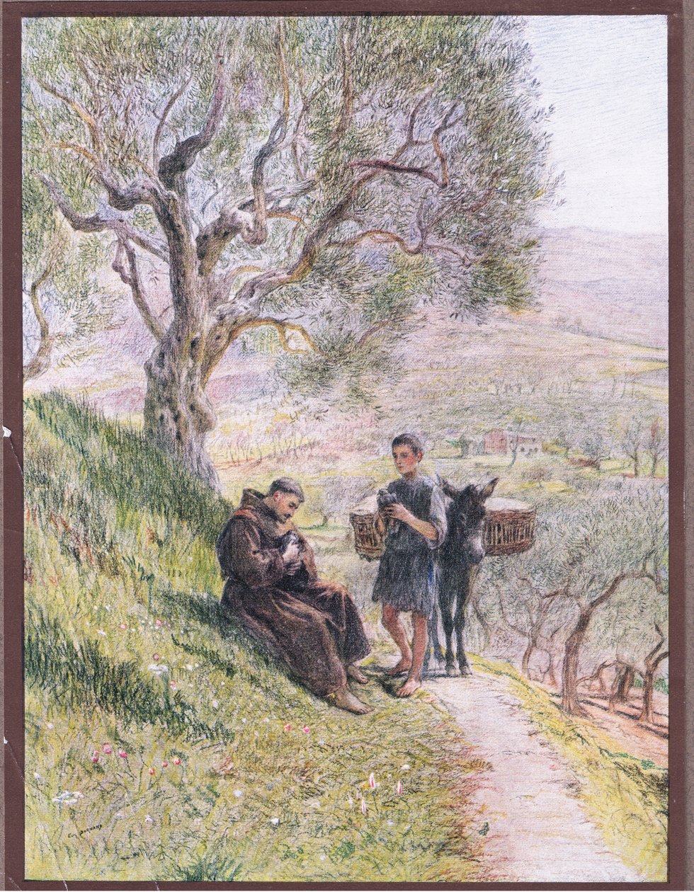 St. Franziskus zähmt die wilden Turteltauben von Eugene Burnand